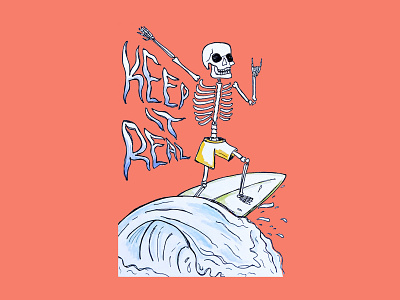 Skeleton Surfer - Sunset alcohol markers colouring design graphic design hand drawn illustration skeleton sketch surfer