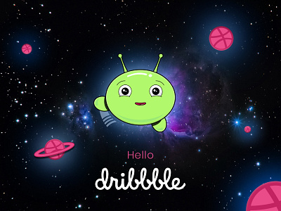 Hello Dribbble! debut design final space first shot hello dribbble illustration mooncake sketch