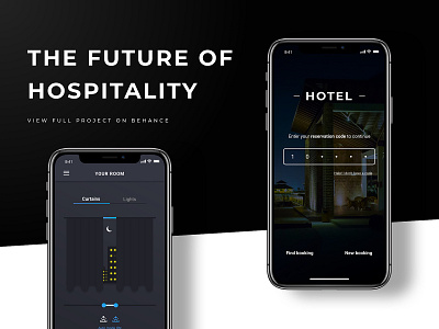 Hotel Remote App | A concept & design app behance project branding concept dark design hotel mobile remote sketch ui