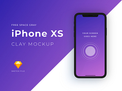 Free iPhone XS clay mockup [Space Gray] clay download download mockup free freebie freebies iphone x iphone xs mockup sketch sketch file