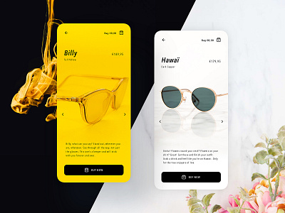 Eyewear product pages | Concept black and yellow branding concept contrast dark design eyewear glass glasses light luxury marble mobile product page sketch store ui yellow