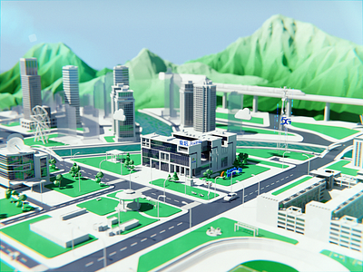 Asiainfo Virtual City I 5G 3d 5g app blender3d blendercycles city design product design visual design web webgl