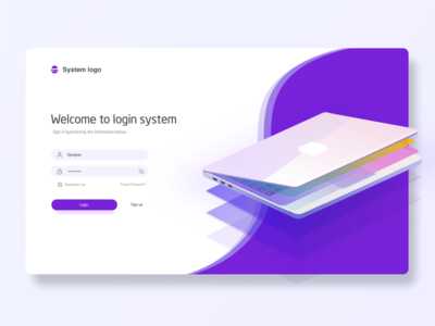 Welcome To Login System 2 page page，ui，sketch，ux，system web，login，landing