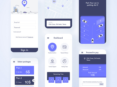 Hive Parks mobile app android android app design ios ios app design map mobile app parking app parking lot ui ux