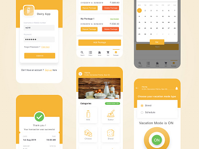 Dairy mobile app design