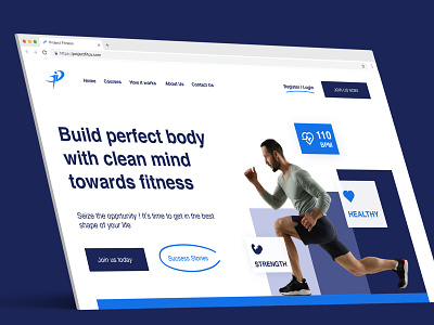 ProjectFitCo Website blue dark blue fitness header hero landing page online fitness courses project fitness ui ux web website design wordpress