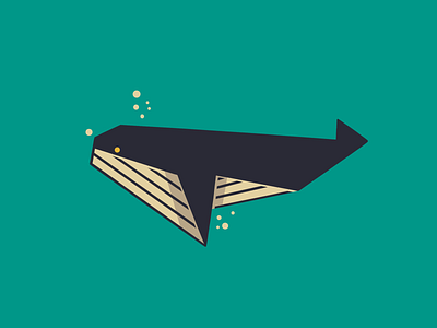 Origami concept of a whale apple pencil art design illustration ipad vector