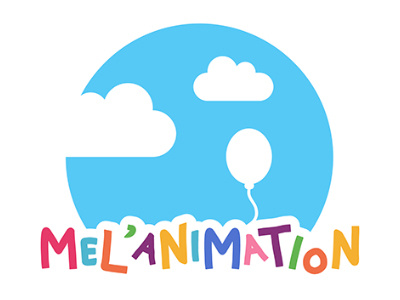 Logo - Melanimation animation balloons clouds graphic design illustration kids logo rainbow sky visual identity