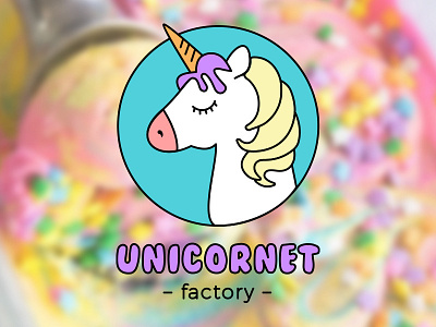 Logo - Unicornet Factory colors cornet factory horse ice cream identity logo magic rainbow unicorn vector