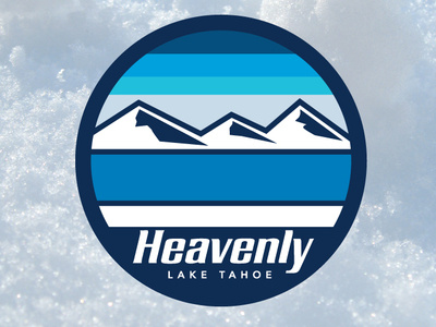 Winter logo - Heavenly Ski Resort blue and white design graphic linework logo mountains nature screen print skiing snowboarding winter