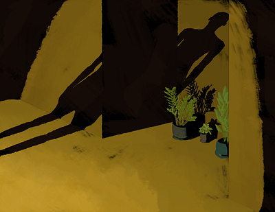 invisible artwork digital illustration drawing illustration interior light mistery night people photoshop plants shadow