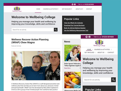 Wellbeing College Website design health visual website wellbeing