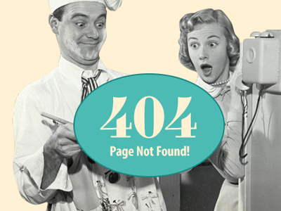 404 Page for 12Cakes.com 12cakes 404 cooking error retro vintage