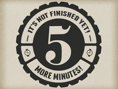 5 More Minutes! Logo 5 minutes cog logo numbers time