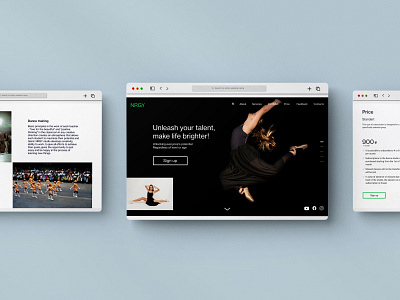 Landing page dance studio "NRGY" design landing ui ux