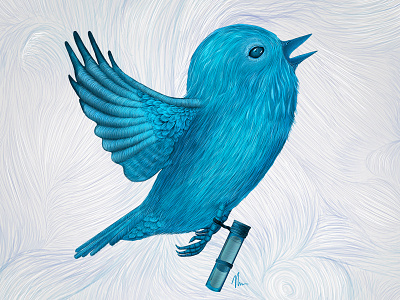 The Original Twitter Illustration bird blue carrier pigeon drawing painting twitter