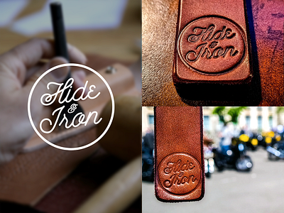 Hide & Iron logo brand brand design branding design embossing graphic design leather leather design leather works logo logo design stamp