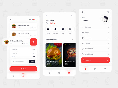 Fast Food App - Robin Food app app design design fast food app graphic design ui ui design uix ux visual design