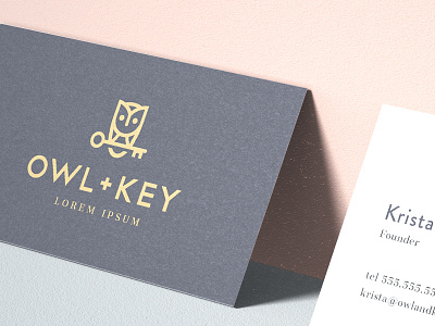 Owl + Key Branding brand business card design icon identity illustration key logo owl