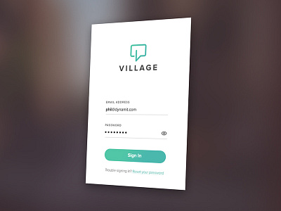 Village app design login mobile password ui ux web
