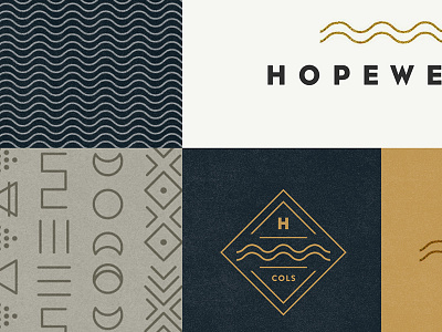 Hopewell Brand Board badges branding coworking design logo native american pattern startup
