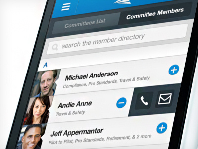 App Member Directory android app design directory icons ios list native tabs web