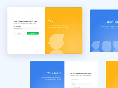 Onboarding blue email front frontapp messaging onboarding product design shared inbox sms user flow ux yellow