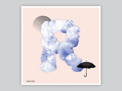 018/100: Rain Rain 100 day project 100 days of dropcaps 100dayproject art collage daily drop cap daily project dropcap lettering pink type design