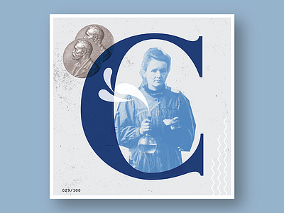 029/100: Marie Curie 100 day project 100 days of dropcaps 100dayproject art collage daily drop cap daily project dropcap lettering pink type design