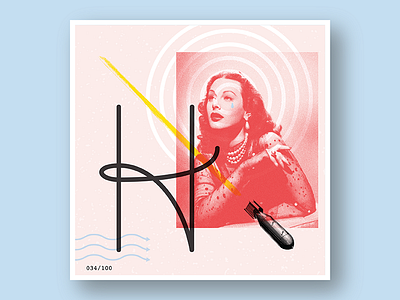 034/100: Hedy Lamarr 100 day project 100 days of dropcaps 100dayproject art collage daily drop cap daily project dropcap lettering pink type design