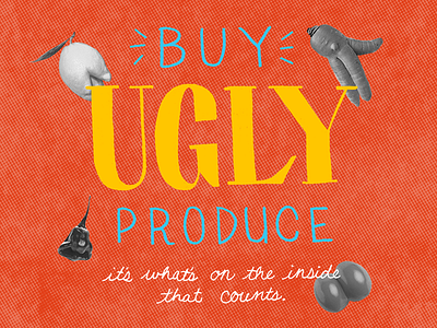 STFW Tip #001: buy the ugly fruits and veggies! collage drawing ecofriendly hand lettering illustration lettering sustainability type typography
