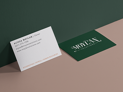 Moylan Solutions Branding bookman branding business cards copper custom type green identity logo logotype swash