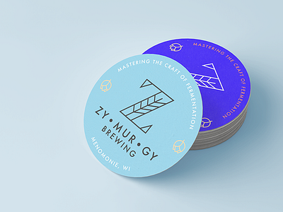 Zymurgy Coasters beer blue brand branding brewery coasters design for hire identity lockup logo minimal packaging typography