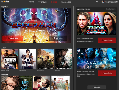 Movie Landing Page landing page movies ui website