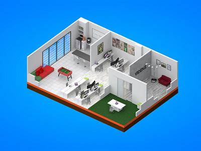 Old Office 3d architecture cinema4d isometric miniature office render