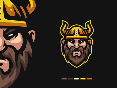 Viking with golden helmet app branding design graphic design illustration logo typography ui ux vector