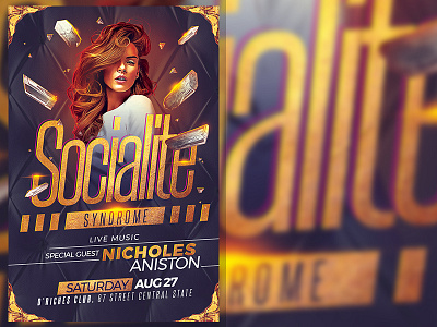 Socialite Syndrome Party Flyer Template artist club dj event flyer glamour music nightclub party poster purple template