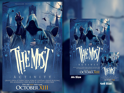 The Mist Activity Flyer Template flyer flyer design halloween halloween flyer haunted haunted house horror october photoshop poster template thriller