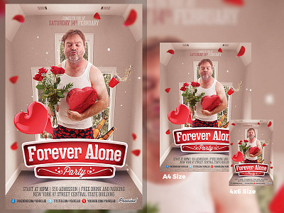 Forever Alone Party Flyer Template design event flyer forever alone love party photoshop poster template valentine valentine flyer valentine party