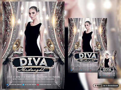 Diva Midnight Flyer Template affair aniversary classy deluxe design elegant flyer glamour luxury party photoshop poster template