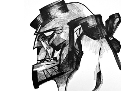 A Super A Day 44 - Black + White character design comic illustration portraits