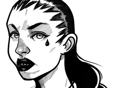 A Super A Day 101 - Black + White character design comic illustration portraits