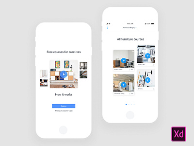 Course application concept Adobe XD freebie adobexd app application cources freebie interaction ux