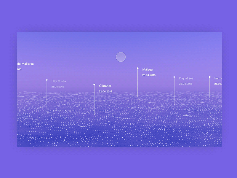 Cruise Itenirary animation interaction interface purple ui ux
