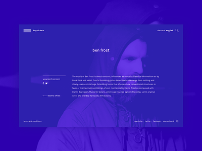 Artist Page artist ben dance frost interface music purple ui ux website