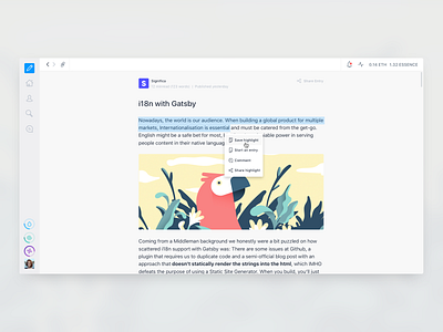 Akasha - Article 📝 article highlight interface popover sidebar text ui ux