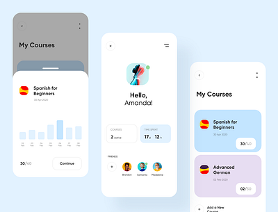 Language Courses App app appdesign application clean courses design interface interface design minimal ui ux