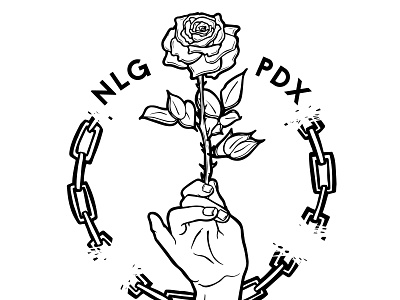National Lawyers Guild PDX - Rejected Convention Logo chains convention hand lawyer logo oregon portland reject rejected rose rose city thorns