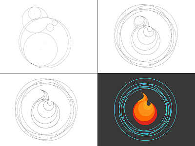 Magick + Fire Illustration Process branding design fantasy fire illustration illustrator isometric logo magic outline process vector wizard