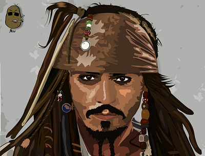 Illustration Of Captain Jack-Sparrow aka Johny Depp graphic design ill illustration vector